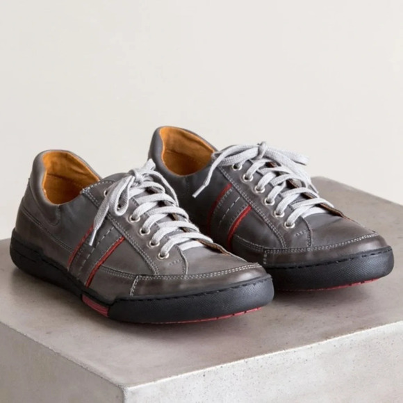 V ITALIA Men's Armando Soft Leather Sneaker Shoes Gray/red Size 41 (8) Lace up - Picture 3 of 15